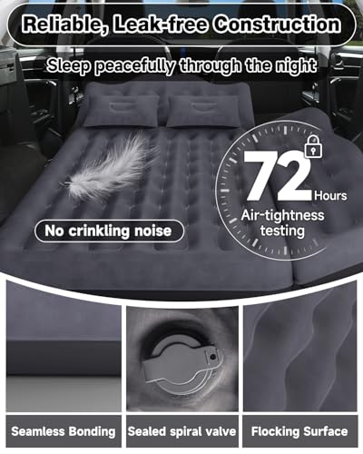 Umbrauto Inflatable Car Mattress Bed: SUV Camping Air Bed for Truck Backseat with Pump & Pillows, Car Sleeping Airbed for Van Back Seat - Image 4