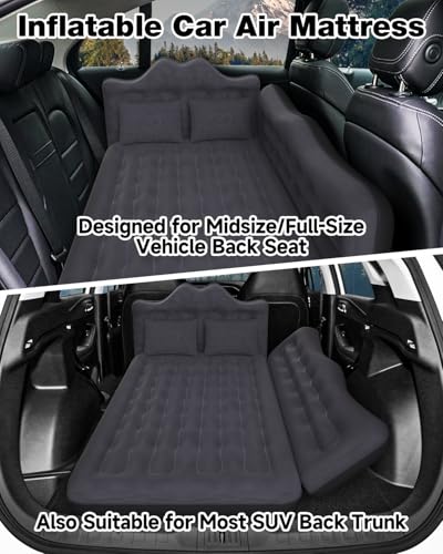Umbrauto Inflatable Car Mattress Bed: SUV Camping Air Bed for Truck Backseat with Pump & Pillows, Car Sleeping Airbed for Van Back Seat - Image 2
