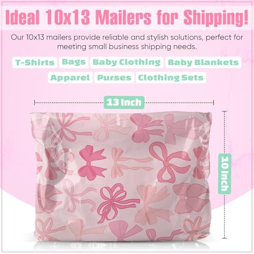 Package Mint 10x13 Poly Mailers – Coquette Bows Design – Waterproof, Tear-Resistant Shipping Bags with Adhesive Seal – 100 Pack – Package Mint - Image 3