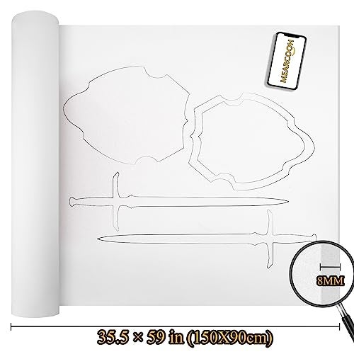 MEARCOOH EVA Foam Cosplay White 8mm Thick 1mm to 20mm Large 355 x 59 Sheet Premium High Density 86 kgm3 for Cosplay Crafts Projects - Image 3