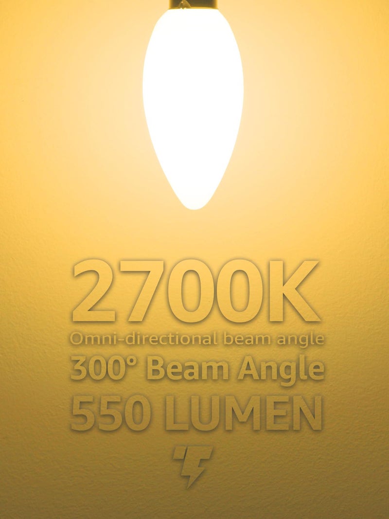 TORCHSTAR Dimmable E12 LED Candelabra Bulb, UL Listed, 60W Equivalent Chandelier Light Bulbs, 550lm, LED Filament Candle Bulb C11, Frosted Glass Ceiling Fan Light Bulbs, 2700K Soft White, Pack of 6 - Image 4