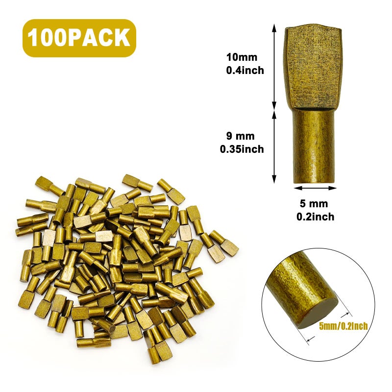 Cerpourt Bronze Tone 100 Pcs 5Mm Shelf Pins Pegs, Shelf Support Pegs For Shelves, Cabinet, Bookshelf, Furniture, Closet, Wardrobe, Kitchen, Pantry - Image 2