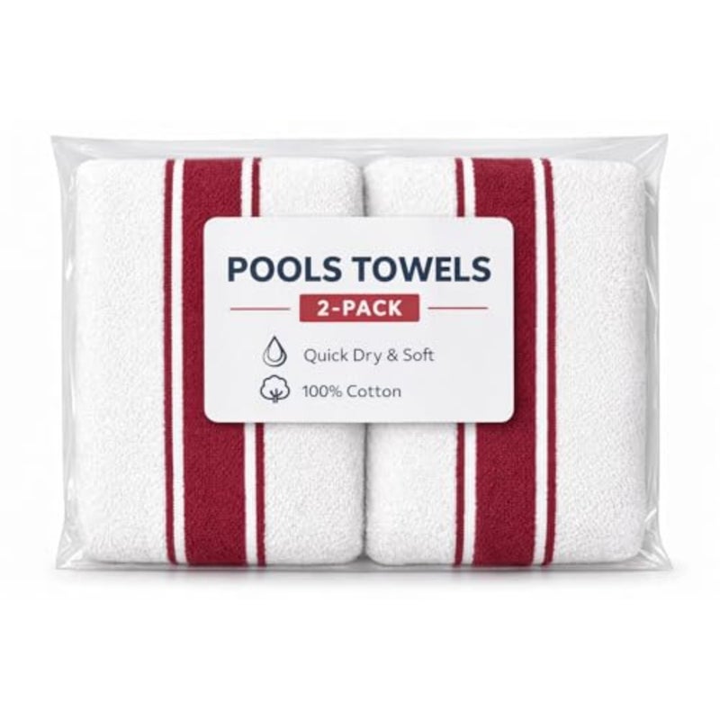 Oversized s 2 Pack, 90x180 cm - Extra Large 100% Cotton Summer Pool Cabana Stripe Highly Absorbent and Soft Towel - Image 2
