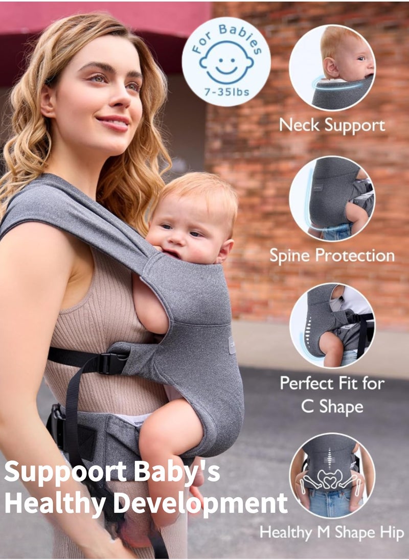 Topmeta Portable Baby Carrier, Spreadable Wide Shoulder Straps with Ergonomic Support, Lightweight and Compact Baby Wrap Carrier, Cozy Fabric Care for Baby’s Skin, Promotes Healthy Development  - Image 3