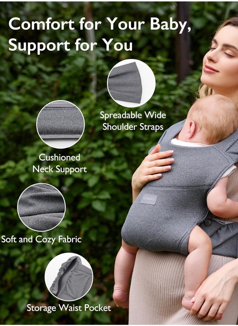 Topmeta Portable Baby Carrier, Spreadable Wide Shoulder Straps with Ergonomic Support, Lightweight and Compact Baby Wrap Carrier, Cozy Fabric Care for Baby’s Skin, Promotes Healthy Development  - Image 4