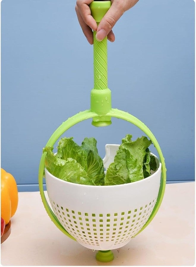 Green Scapper New Vegetable Drain Basket Spinner with Collapsidne Handle 360 Rotary Drain Rack Kitchen Cleaning Basket - Image 3