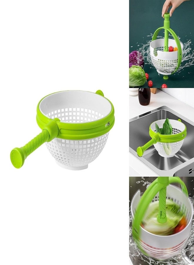 Green Scapper New Vegetable Drain Basket Spinner with Collapsidne Handle 360 Rotary Drain Rack Kitchen Cleaning Basket - Image 5