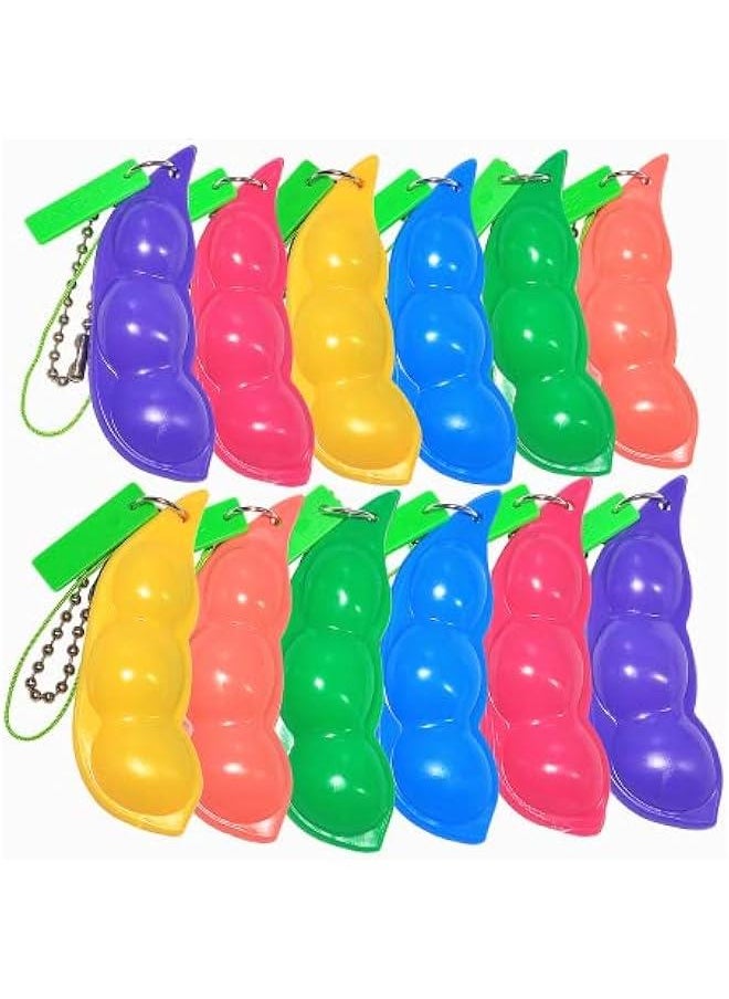 Arabest 12PCS Squeeze Bean Keychain Fidget Toys for Skin Picking, Pea Pod Sensory Fidget Toys,Stress Relief,Party Favor Toys  - Image 2