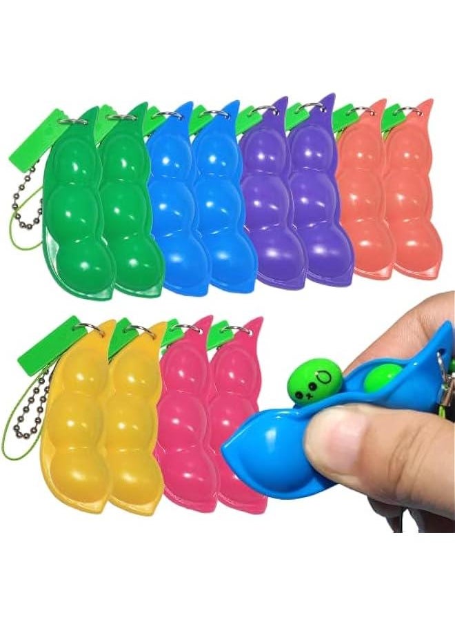 Arabest 12PCS Squeeze Bean Keychain Fidget Toys for Skin Picking, Pea Pod Sensory Fidget Toys,Stress Relief,Party Favor Toys  - Image 1