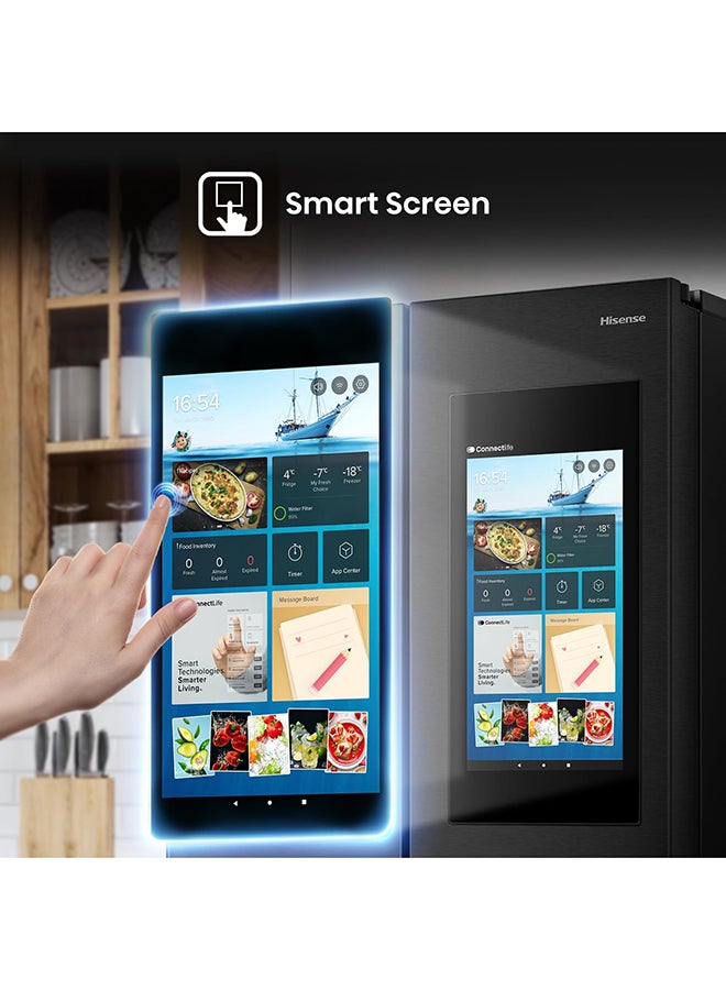 Hisense Smart Refrigerator, Touch Screen, Water Dispenser + Ice Maker RQ759N4IBU1 Black - Image 3