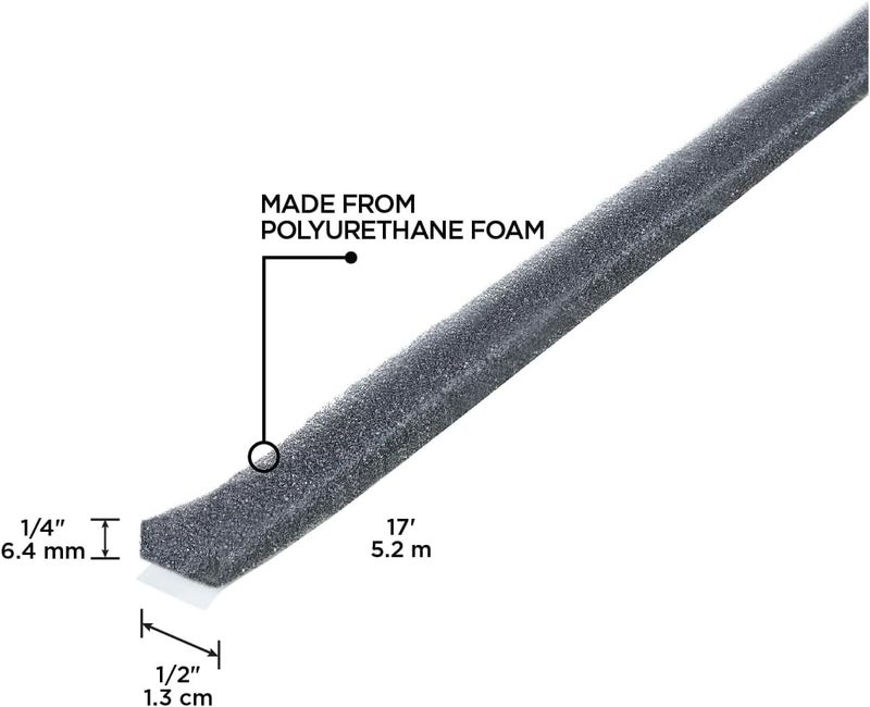 M-D Building Products 02071 Low Density Foam Tape - 1/4-Inch by 1/2-Inch by 17-Feet, Gray - Image 2
