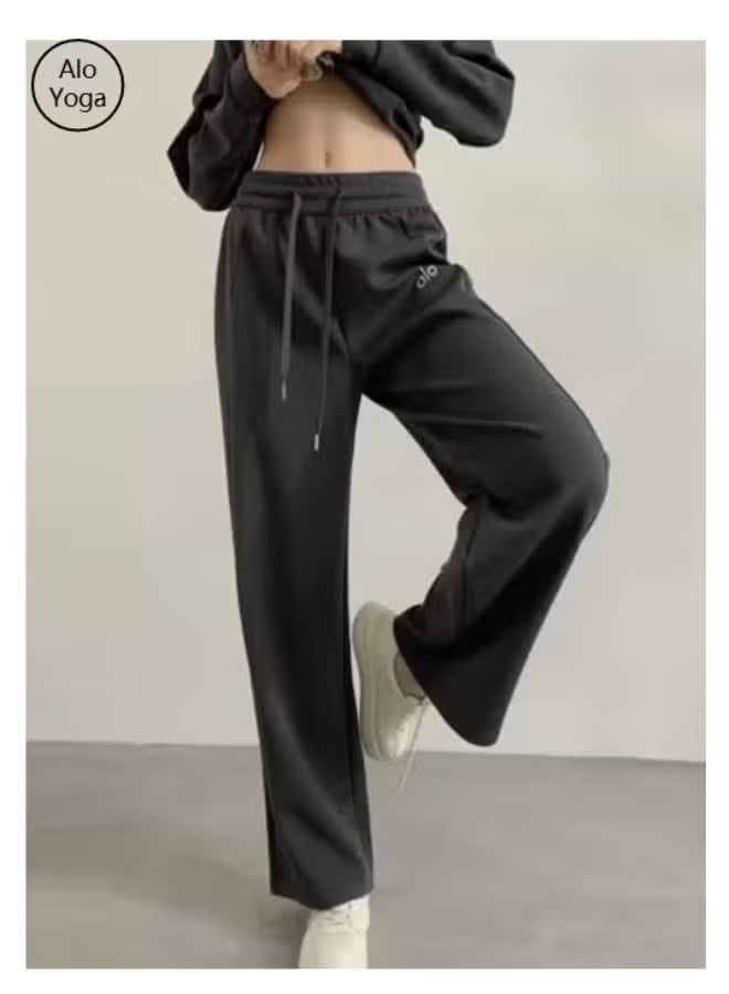 ALO YOGA Women's Wide Leg Pants - Casual Sweatpants（Dark grey） - Image 1
