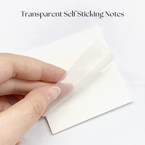 R H lifestyle 100 Sheets Transparent Sticky Notes Set 3 x 3 Inch Translucent Waterproof Clear Sticky Note Aesthetic Memo Pad Post It Study Material Office Stationery 50 Sheets Each (Pack of 2 PCS) - Image 2