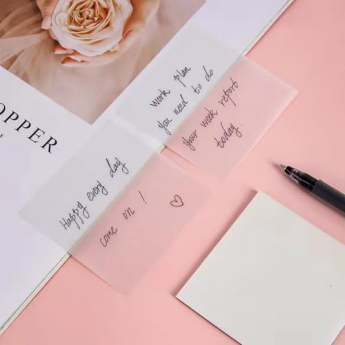 R H lifestyle 100 Sheets Transparent Sticky Notes Set 3 x 3 Inch Translucent Waterproof Clear Sticky Note Aesthetic Memo Pad Post It Study Material Office Stationery 50 Sheets Each (Pack of 2 PCS) - Image 3
