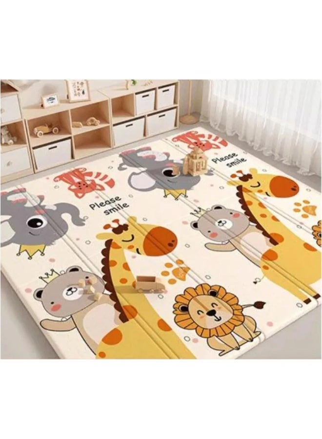 Capstro Foldable Baby Play Mat – Extra Thick Double-Sided Cute Pet Paradise & Car Track Foam Floor Mat with Soft Cushioning for Crawling – Cute Pet Paradise & Car Track - Image 1