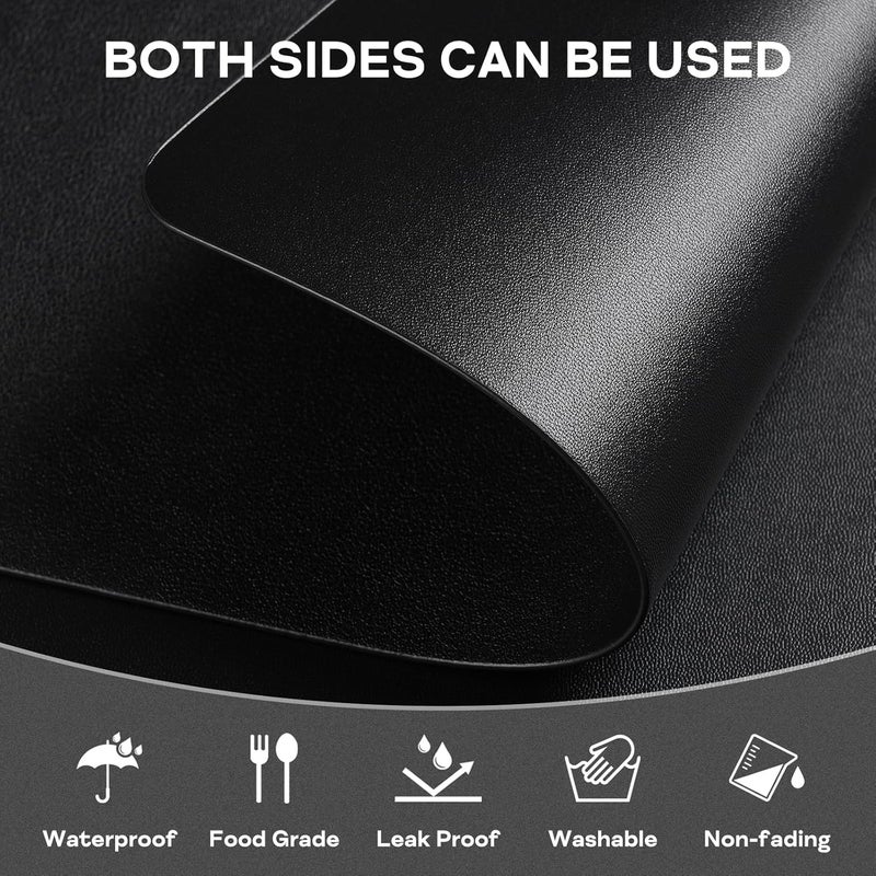 APLKER Faux Leather Placemats Set of 6 Waterproof Table Mats with Coaste | 17×12 In Heat Resistant Place Mats Set of 6 Wipebale & Washable Table Placemats for Kitchen Dining Indoor & Outdoor Black - Image 4