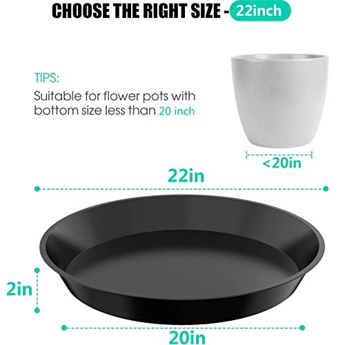 DUNPUTE 6 Pack Plant Saucer 12 14 16 18 20 22 Inch Plastic Plant Tray, Sturdy and Durable Flower Pot Container Accessories Plant Pot Saucers for Indoor and Outdoor (22 Inch, Black) - Image 2