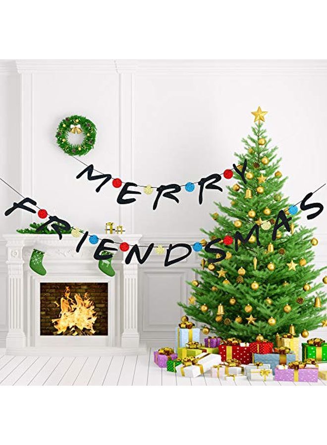 LeeSky Merry Friendsmas Banner Merry Friendsmas Decorations Friendsmas Decorations Kids Ugly Christmas Sweater Ugly Christmas Sweater Party Decorations Christmas Party Decorationsblack Glitter  - Image 3