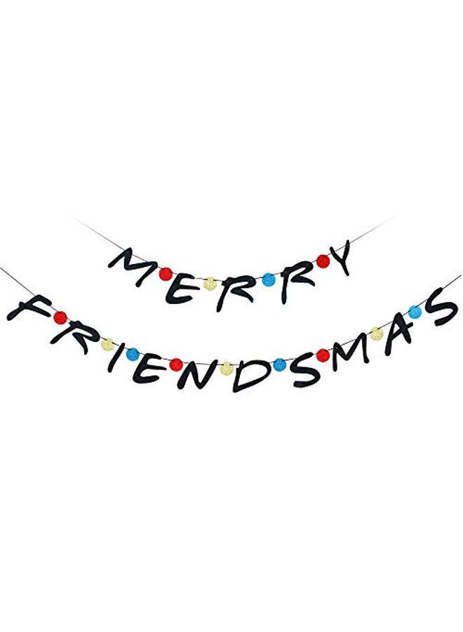 LeeSky Merry Friendsmas Banner Merry Friendsmas Decorations Friendsmas Decorations Kids Ugly Christmas Sweater Ugly Christmas Sweater Party Decorations Christmas Party Decorationsblack Glitter  - Image 1