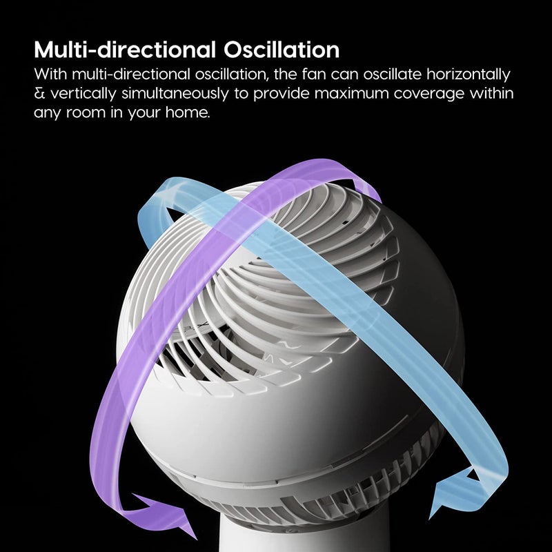 IRIS USA WOOZOO Fan with Remote, Oscillating Fan, Desk Fan, Table Air Circulator, Globe Fan, 8 Speeds, 82ft Max Air Distance, Low Noise DC Motor, 8h Timer, 120° Adjustable Tilt, White - Image 5