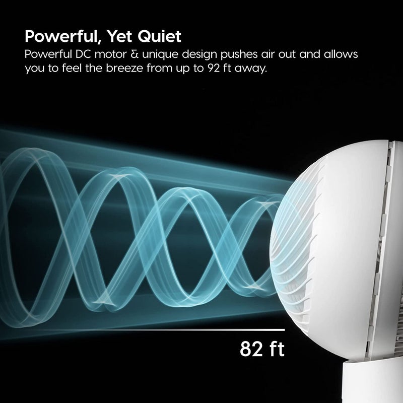 IRIS USA WOOZOO Fan with Remote, Oscillating Fan, Desk Fan, Table Air Circulator, Globe Fan, 8 Speeds, 82ft Max Air Distance, Low Noise DC Motor, 8h Timer, 120° Adjustable Tilt, White - Image 4