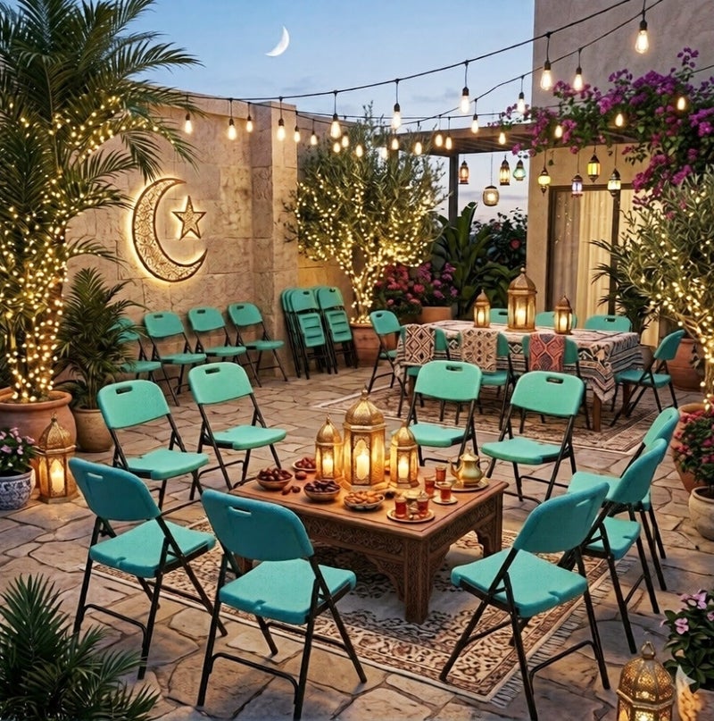 صن بوت كوميرس كرسي قابل للطي محمول - إطار فولاذي متين مع مقعد ومسند ظهر مريحين - أخضر فيروزي - Image 5