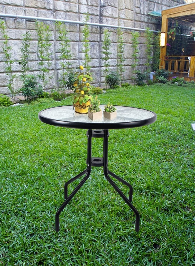 DubaiGallery Garden Table Round Outdoor Dining Table Side Table Tempered Glass Top Coffee Table Patio Table  - Image 3