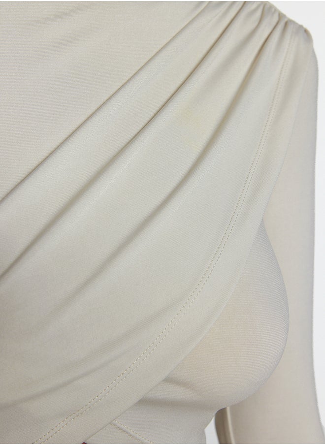 trendyol - Light Stones Stand Collar Draped Crop Blouse TWOAW24BZ00164 - Image 1