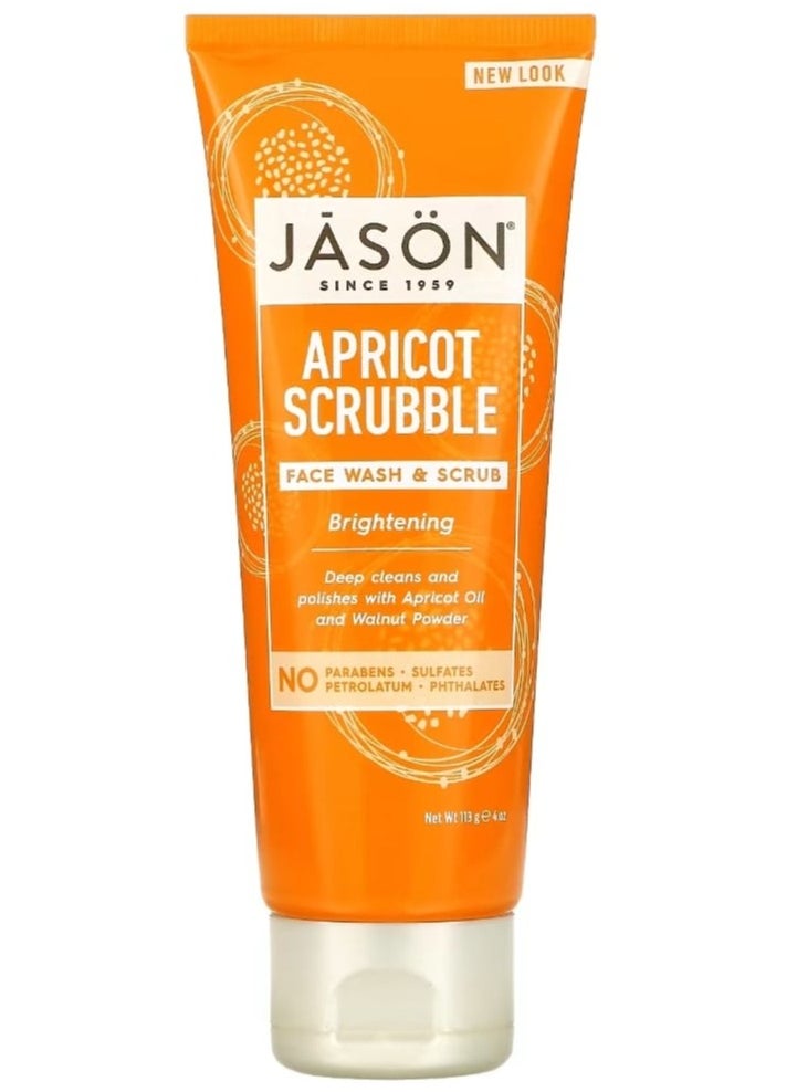 Jason Natural Brightening Apricot Scrubble Facial Wash & Scrub 4 oz (113 g) 