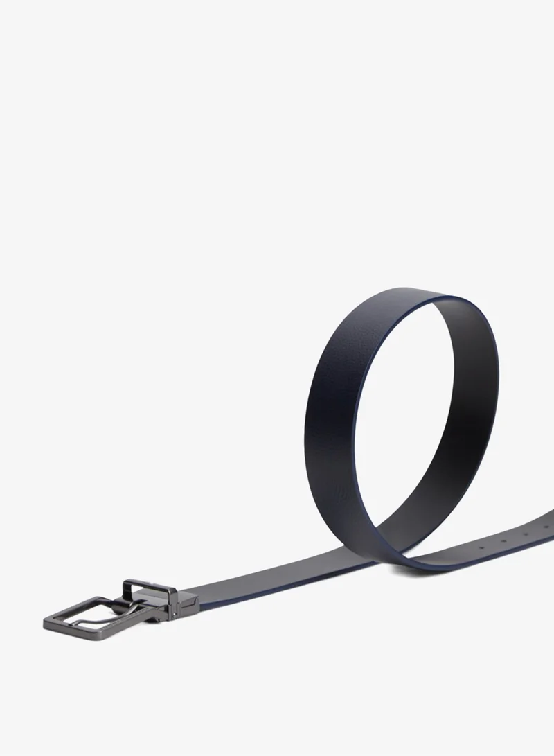 Tommy Hilfiger Reversible Textured Leather Square Buckle Belt