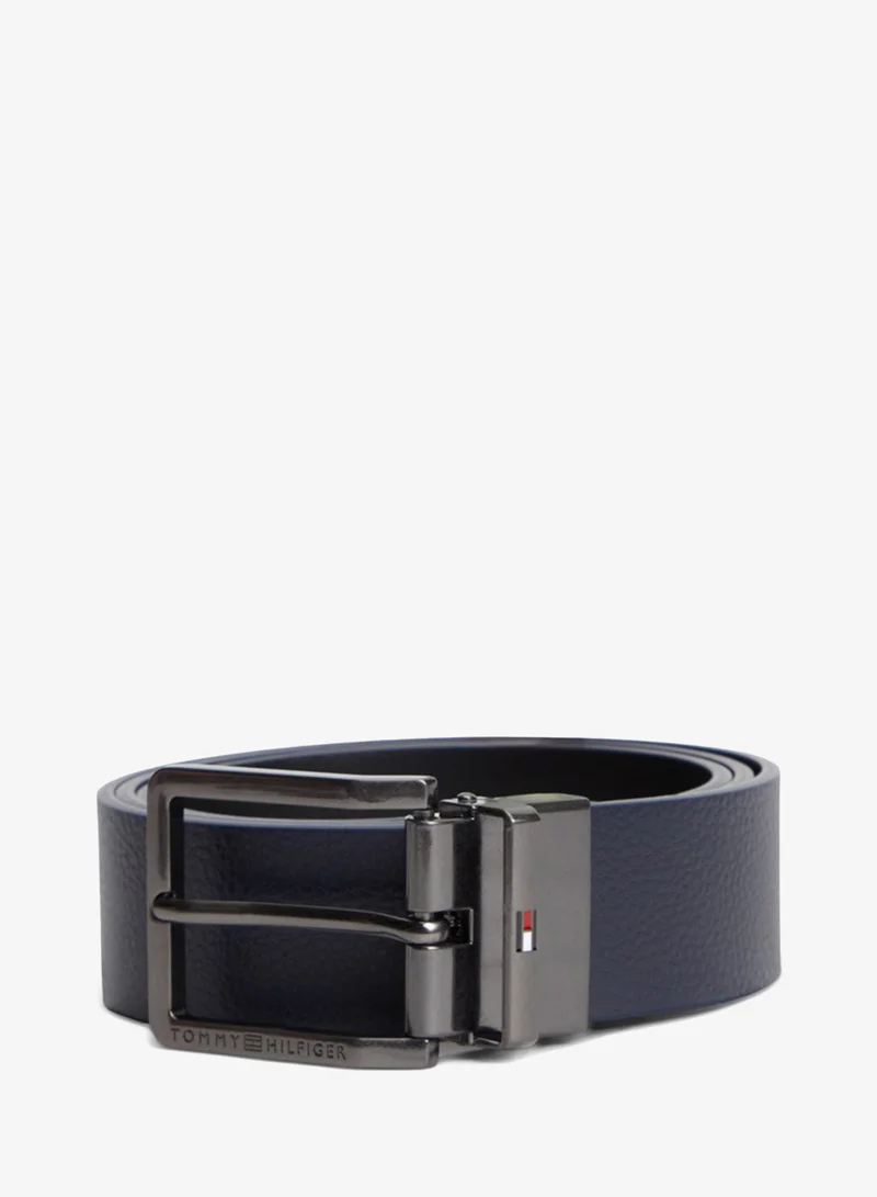 Tommy Hilfiger Reversible Textured Leather Square Buckle Belt