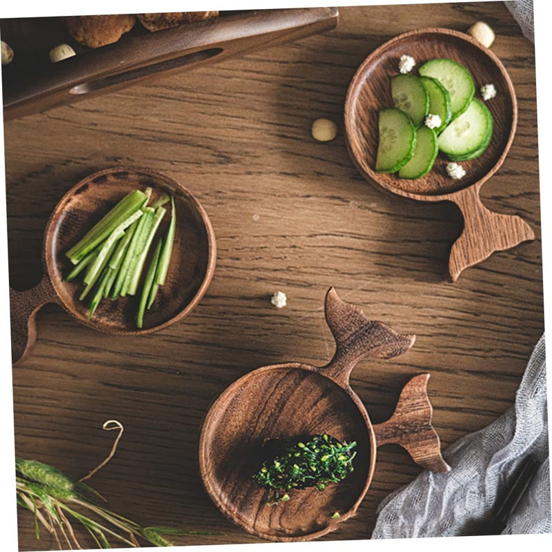 Wooden Fish Shaped Sauce Dish Creative Serving Plate for Snacks and Kimchi - Image 4
