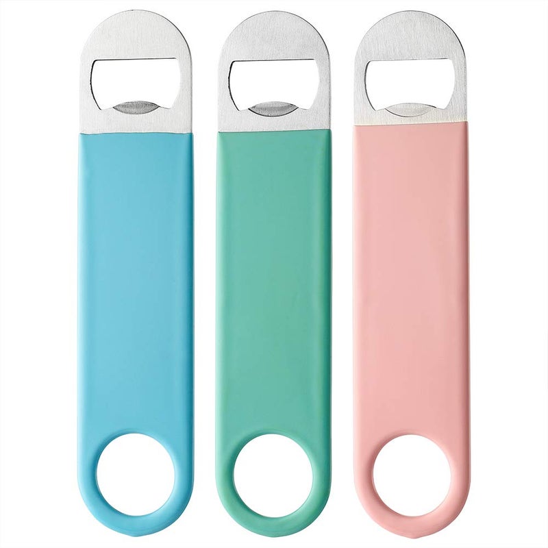 JXS 3 Pack 7 Heavy Duty Stainless Steel Flat Bottle Opener WellMade Long Neck Bottle Opener