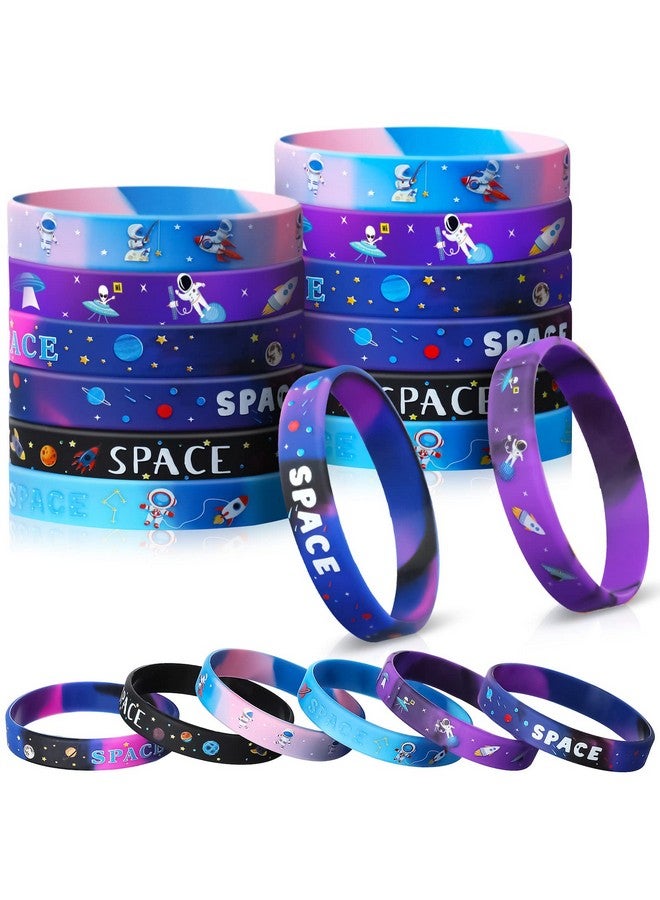 اوريهير أساور سيليكون لحفلات الفضاء الخارجي، ألعاب رائد الفضاء الفضائي، الأساور المطاطية، ألعاب رائد الفضاء الفضائي، هدايا حفلات الفضاء النجمية المجرية للأطفال، مستلزمات تزيين الحفلات بأعياد الميلاد (24 قطعة) - Image 1