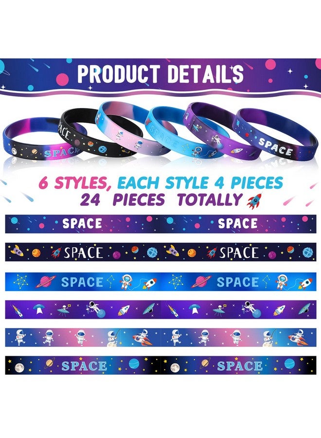 اوريهير أساور سيليكون لحفلات الفضاء الخارجي، ألعاب رائد الفضاء الفضائي، الأساور المطاطية، ألعاب رائد الفضاء الفضائي، هدايا حفلات الفضاء النجمية المجرية للأطفال، مستلزمات تزيين الحفلات بأعياد الميلاد (24 قطعة) - Image 3