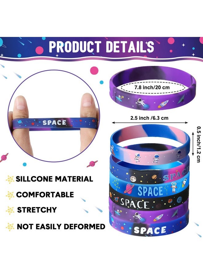 اوريهير أساور سيليكون لحفلات الفضاء الخارجي، ألعاب رائد الفضاء الفضائي، الأساور المطاطية، ألعاب رائد الفضاء الفضائي، هدايا حفلات الفضاء النجمية المجرية للأطفال، مستلزمات تزيين الحفلات بأعياد الميلاد (24 قطعة) - Image 2