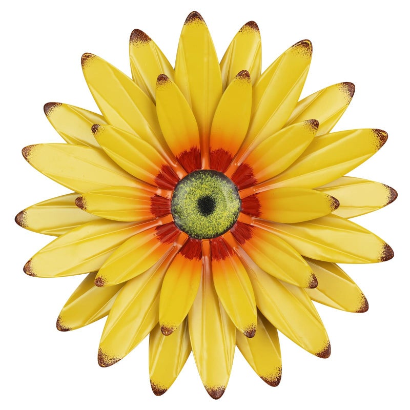 hogardeck Sunflower Decor 11" Metal Flower Wall Decor for Indoor Outdoor, Sunflower Kitchen Decor Floral Metal Wall Art, Sunflower Wall Decor for Bathroom, Living Room, Porch, Garden, Yard, Backyard - Image 1