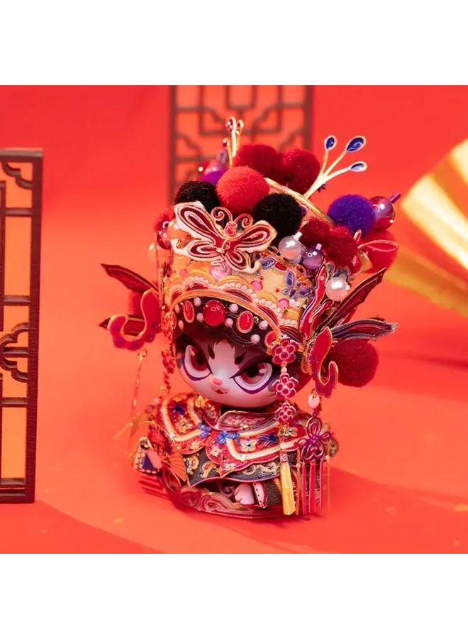Dark Cat Chinese Opera 3D Metal Puzzle DIY Handmade Collectible Figure Red - Image 4