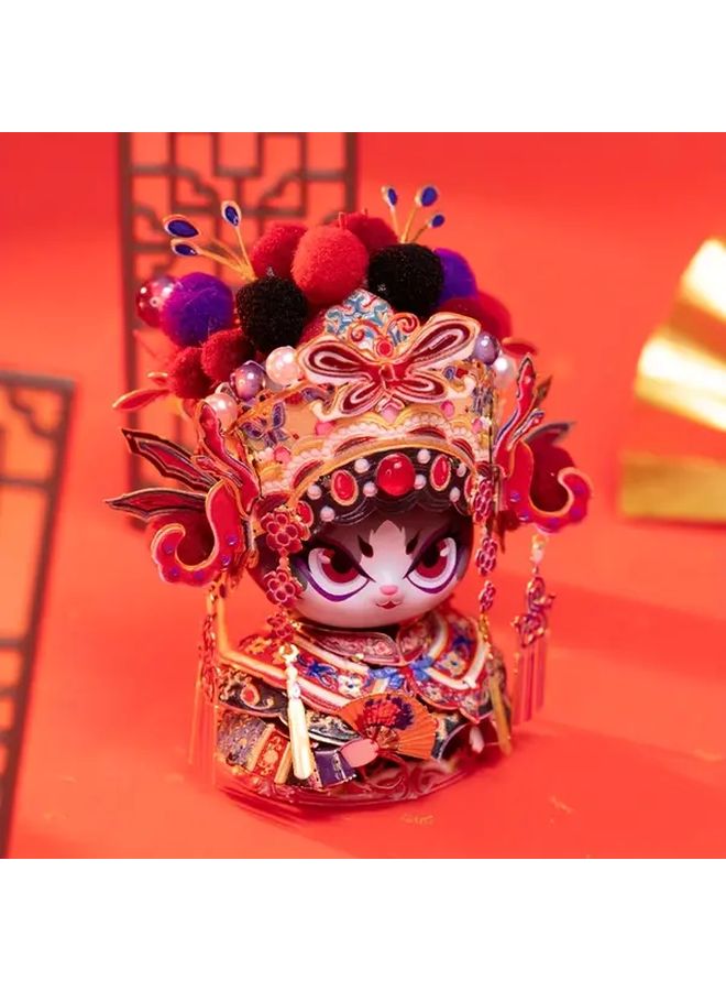 Dark Cat Chinese Opera 3D Metal Puzzle DIY Handmade Collectible Figure Red - Image 5