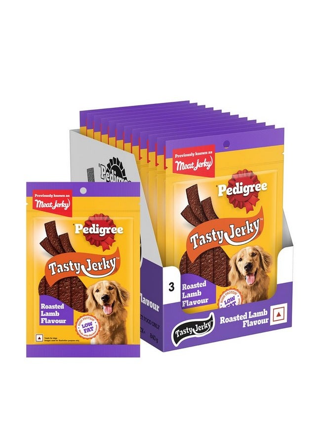 Pedigree Pedigree Tasty Jerky Dog Treat, Roasted Lamb Flavour For Adult, 80 G X 12, Jerky-style Treats For Bonding, Low-fat And High-protein* Dog Treats Stick  - Image 1