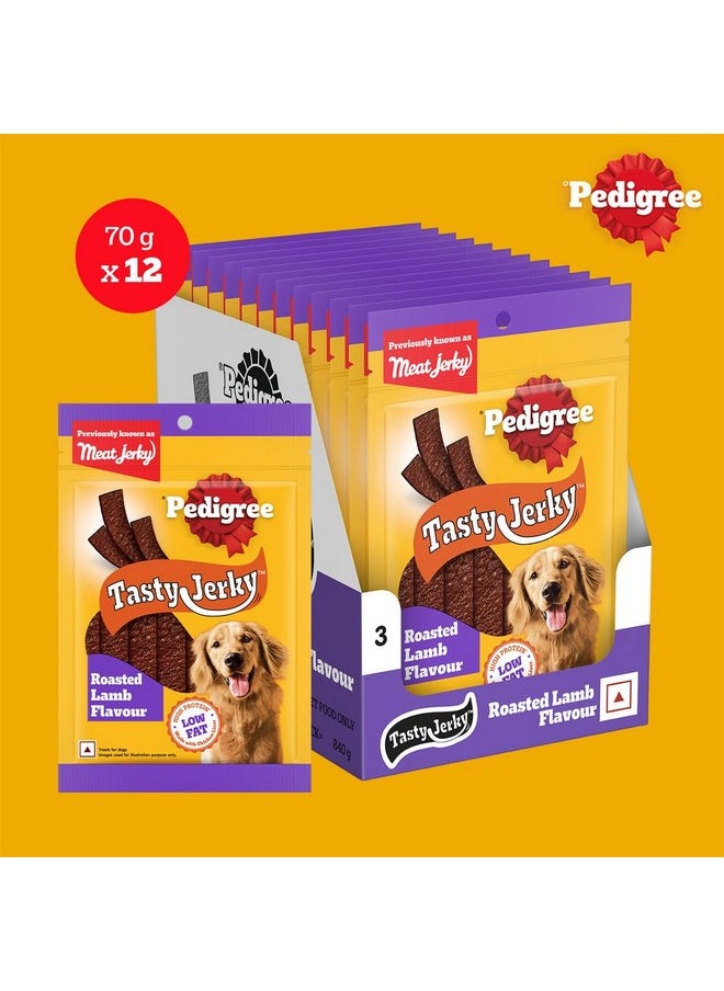 Pedigree Pedigree Tasty Jerky Dog Treat, Roasted Lamb Flavour For Adult, 80 G X 12, Jerky-style Treats For Bonding, Low-fat And High-protein* Dog Treats Stick  - Image 2