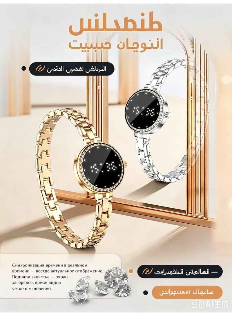 سوار ذكي أنيق للنساء، متعقب لياقة بدنية بتصميم مجوهرات دائري مع مراقب معدل ضربات القلب والنوم والخطوات ودورة الحيض، مقاوم للماء IP67 لنظامي iOS وأندرويد - Image 4