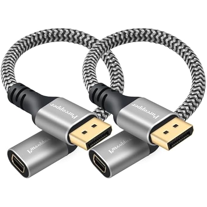 rayihni 8K DISPLAYPORT TO MINI DISPLAYPORT ADAPTER 2PACK, UNI-DIRECTIONAL DISPLAYPORT MALE (SOURCE) TO MINI DISPLAYPORT FEMALE (SCREEN) CONVERTER, (THUNDERBOLT 2 COMPATIBLE) SUPPORTS 8K@60HZ, 4K@120HZ - Image 1