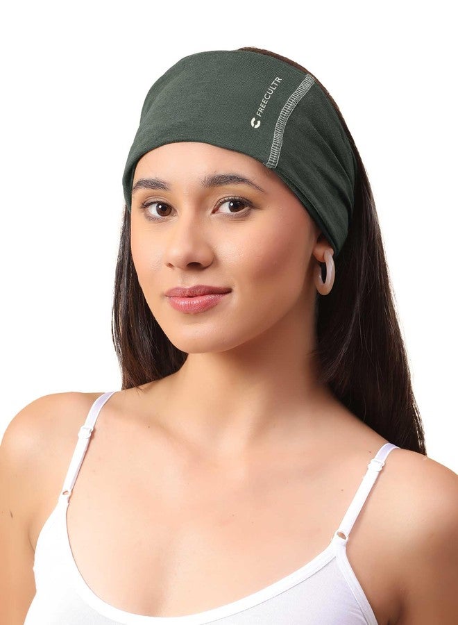 Freecultr Unisex Bamboo Bandana, Anti Microbial Super Soft & Comfort Fit, Breathable Multipurpose Headband, Face Mask for Dust Protection and Sun - Size Plain Pack of 1-Green