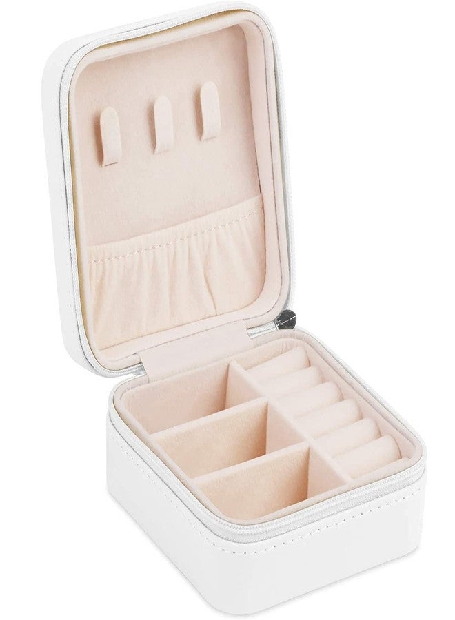 أتش أس آر صندوق تنظيم مجوهرات السفر من HSR - علبة تخزين مجوهرات صغيرة محمولة، أفضل هدية للفتيات والسيدات (أبيض) - Image 1