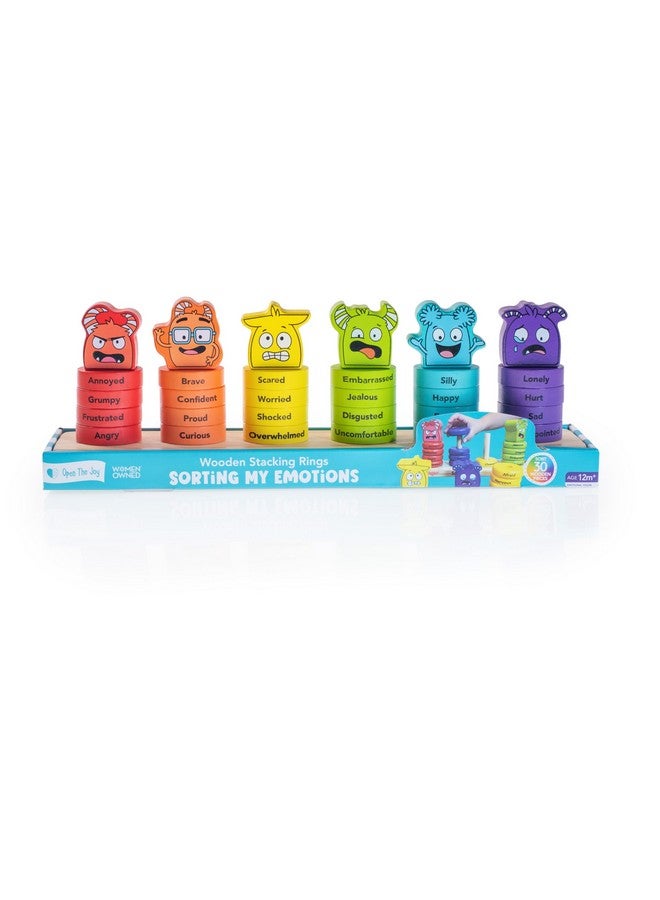 Open The Joy Emotions Stacking Rings - 30pc Rainbow Stacking Toy for Toddlers, Baby Sensory Learning Toy, Fine Motor Skill Development - Montessori Toys for 1 Year Old, Ages 12 Months and Up - Image 4