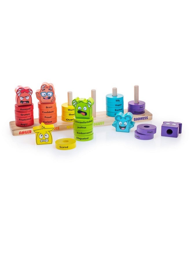 Open The Joy Emotions Stacking Rings - 30pc Rainbow Stacking Toy for Toddlers, Baby Sensory Learning Toy, Fine Motor Skill Development - Montessori Toys for 1 Year Old, Ages 12 Months and Up - Image 2