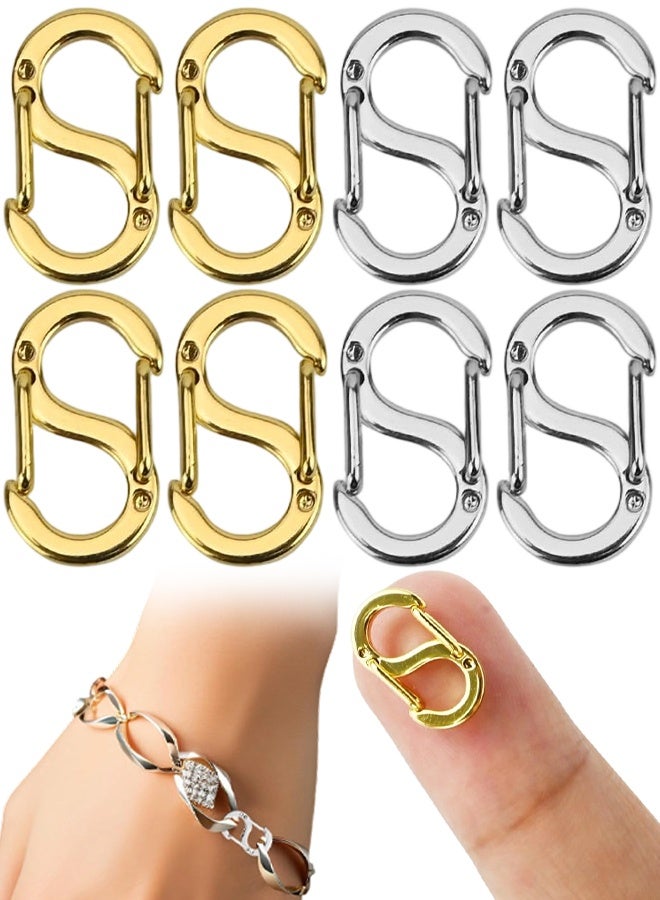 8 PCS Double Opening Shortener Clasps, Stainless Steel Lobster Clasps, Universal Necklace Clasp, Charm Clasp S Lock, For DIY Jewelry Making Bracelet Crafts - Image 1