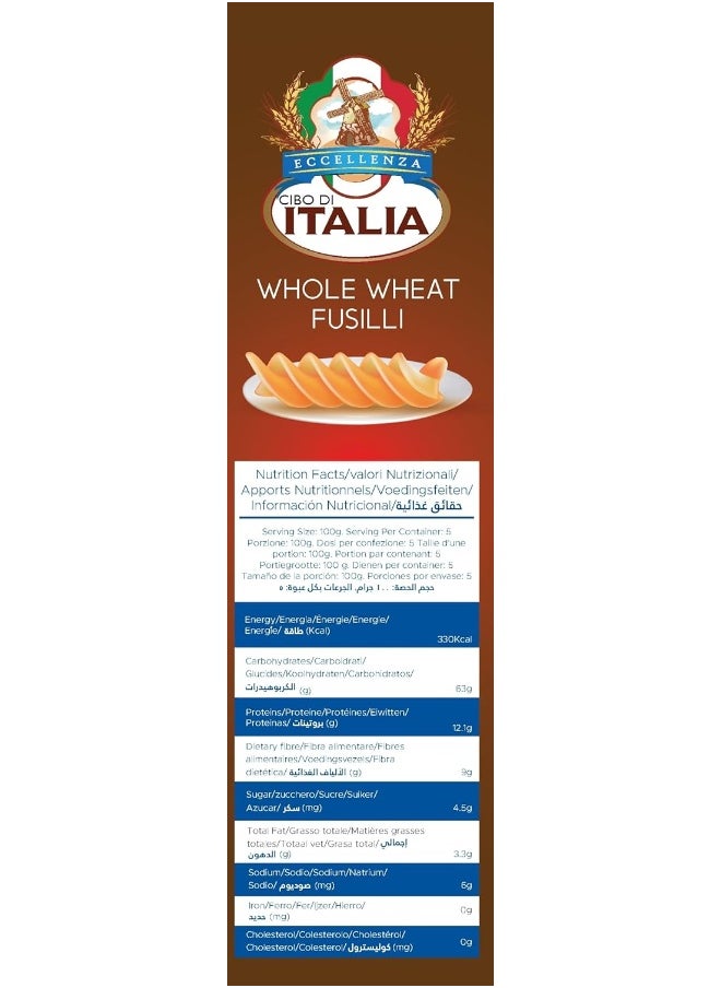 Cibo Di Italia Cibo Di Italia Pasta Fusilli - Whole Wheat 500g | Integrali | Vegetarian  - Image 4