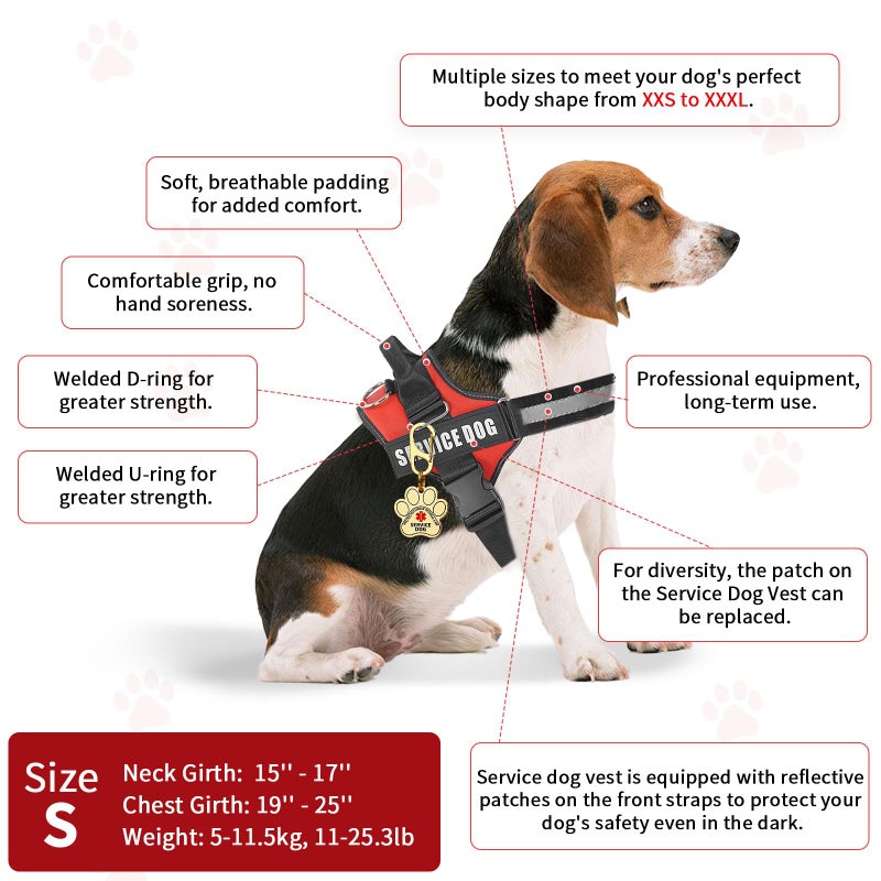 Opstin Service Dog Vest, ID Tag + 50 ADA Information Cards, Service Dog Harness in Sizes X Small to XX Large, Metal Dog Tag has Ruggedized Clip, 2-Sided Service Animal Cards,ESA Accessory Set Small - Image 5